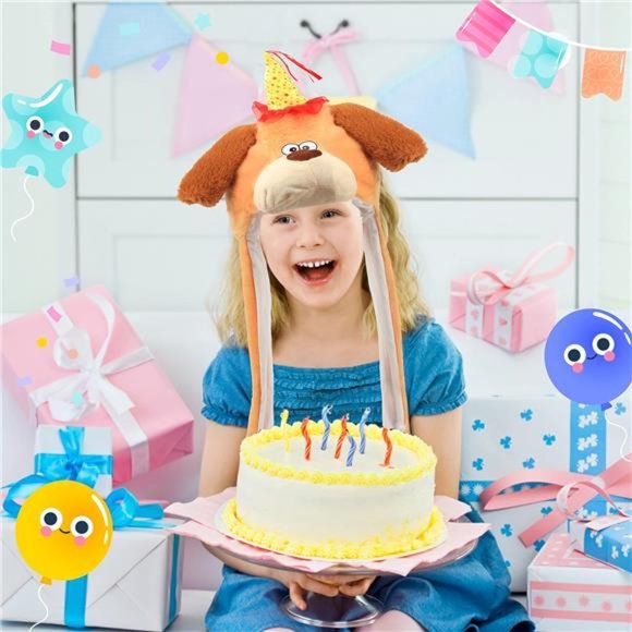 Kids Dog Hat with Ears Moving Jumping Pop Up Puppy Beating Plush Animal - Picture 2 of 6